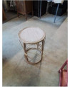 GUERIDON ROND BOIS ET  ROTIN 