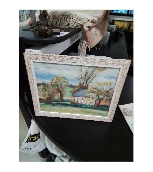 HUILE SUR TOILE CHAUMIÈRE...
