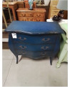 COMMODE GALBEE STYLE REGENCE ACAJOU LAQUE  BLEU  3 TIROIRS PLATEAU MDF B 002