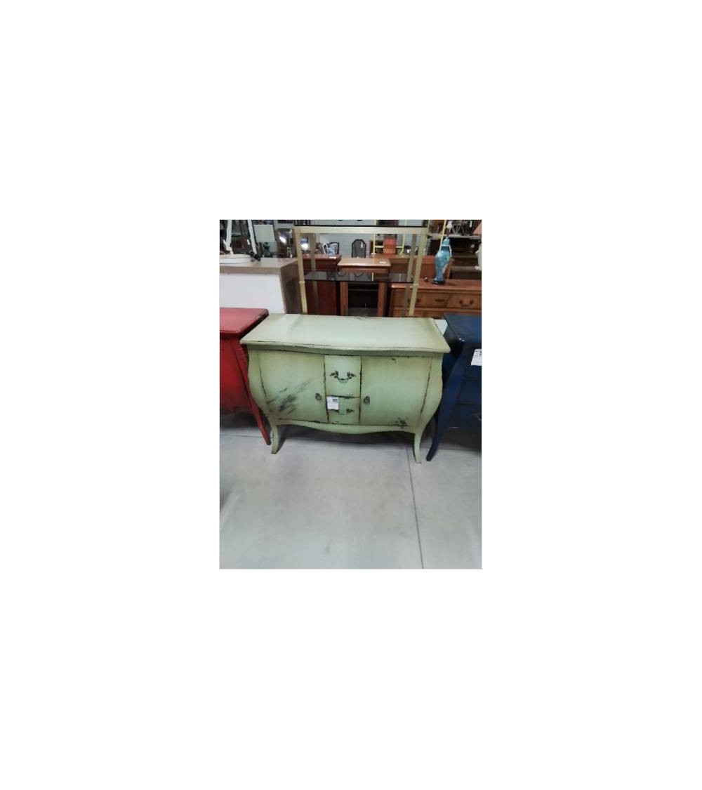 COMMODE STYLE RÉGENCE ACAJOU LAQUE  VERT CLAIR  2 PORTES 2 TIROIRS PLATEAU MDF B 003