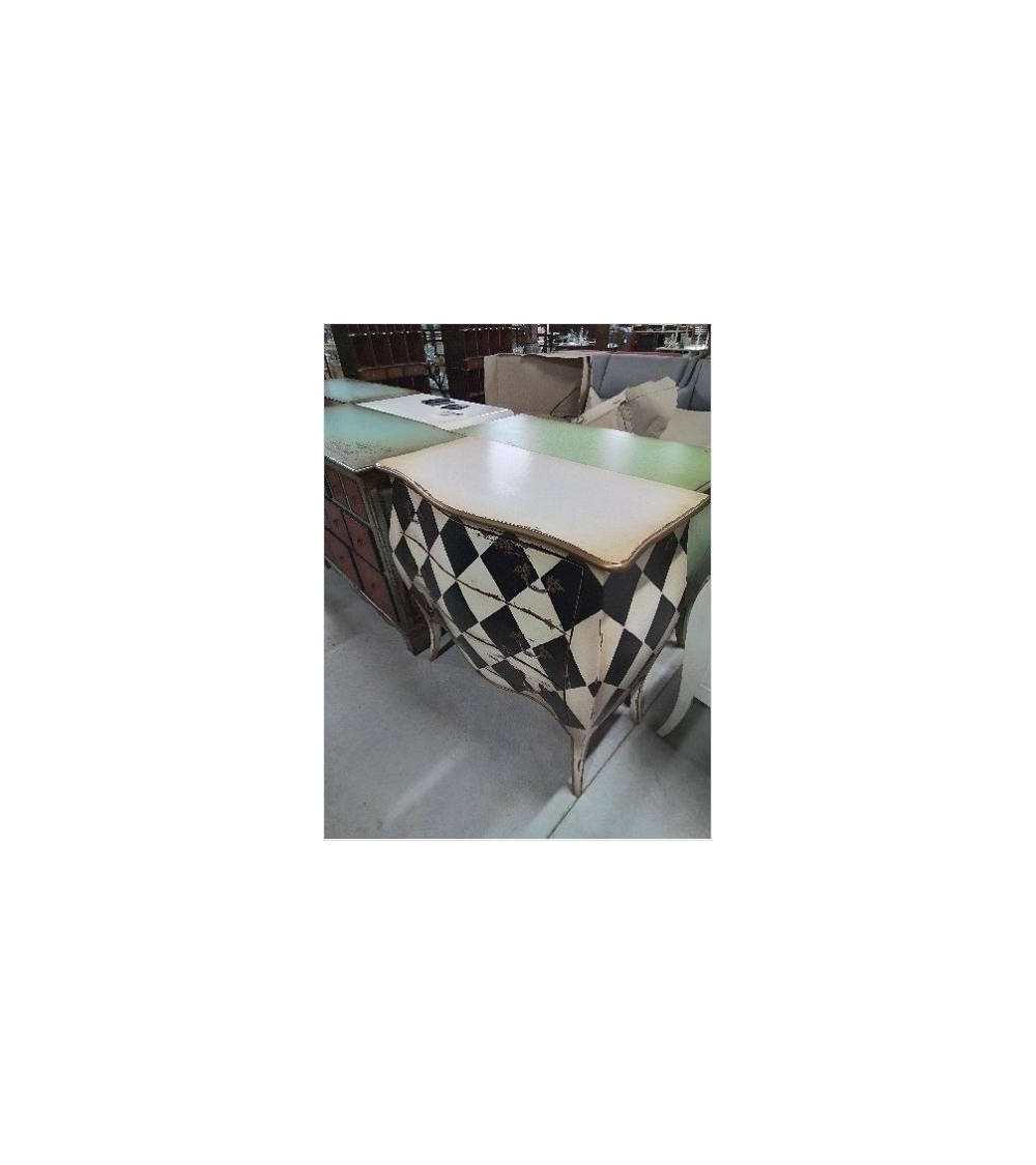 COMMODE GALBÉE  STYLE RÉGENCE ACAJOU LAQUE    ARLEQUIN 3 TIROIRS PLATEAU MDF B 002