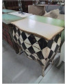 COMMODE GALBÉE  STYLE RÉGENCE ACAJOU LAQUE    ARLEQUIN 3 TIROIRS PLATEAU MDF B 002
