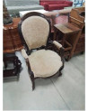 FAUTEUIL ACAJOU NAPOLÉON IIIASSISE ET DOSSIER CAPITONNÉ TISSU OCRE 