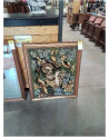 TAPISSERIE LE JOUEUR DE FLUTE ANNIE BOUQUET  CADRE MOULURÉ DORÉ