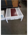 TABLE BASSE CARRÉ BOIS BLANC DESSUS ROUGE ET GRIS 1 TIROIR