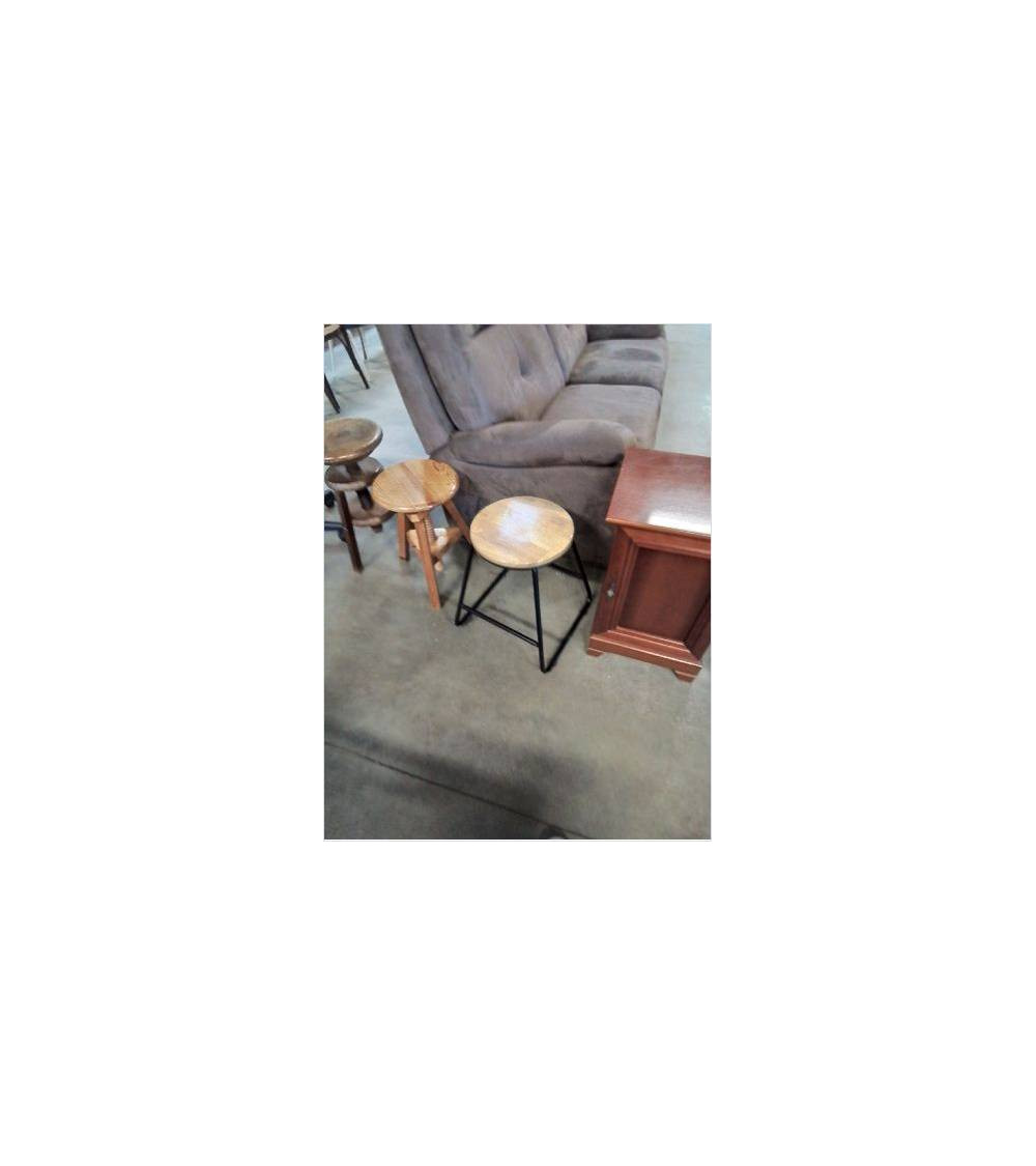 TABOURET ROND BOIS  PIÈTEMENT METAL