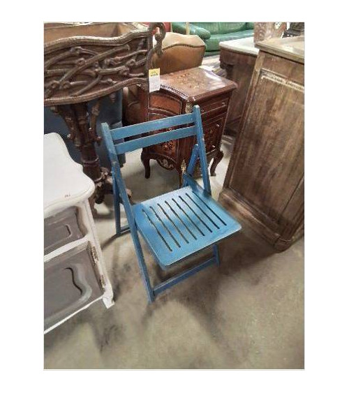 CHAISE PLIANTE BOIS BLEU...
