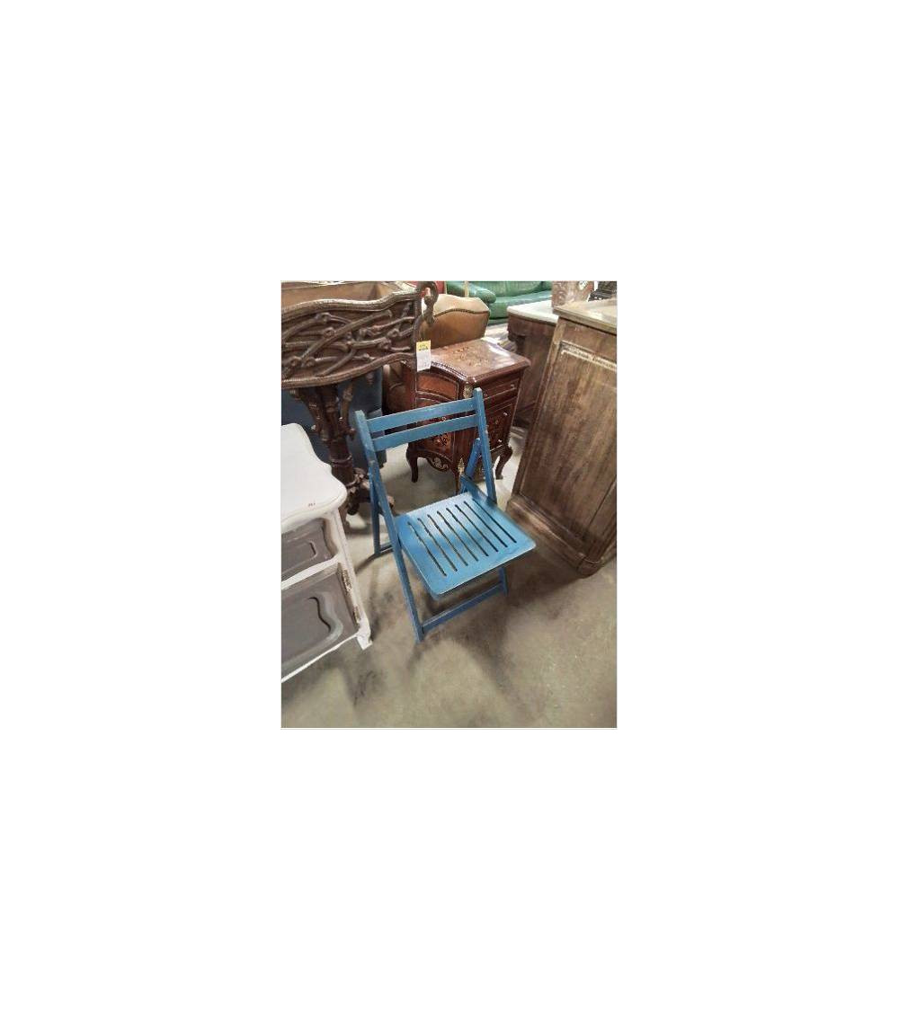 CHAISE PLIANTE BOIS BLEU AJOURÉ 