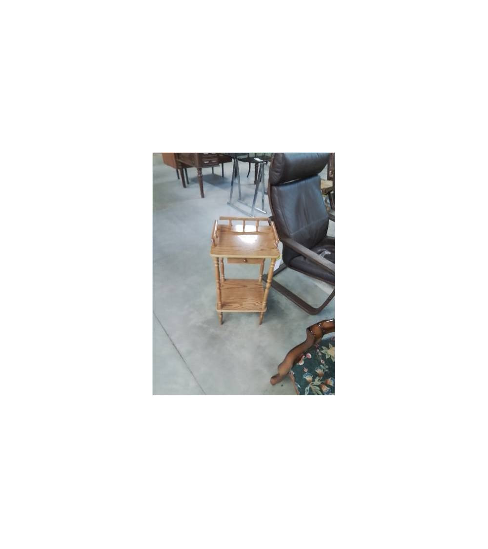 CONSOLE BOIS A COLONNES ET  GALERIE 2 PLATEAUX 1 TIROIR 