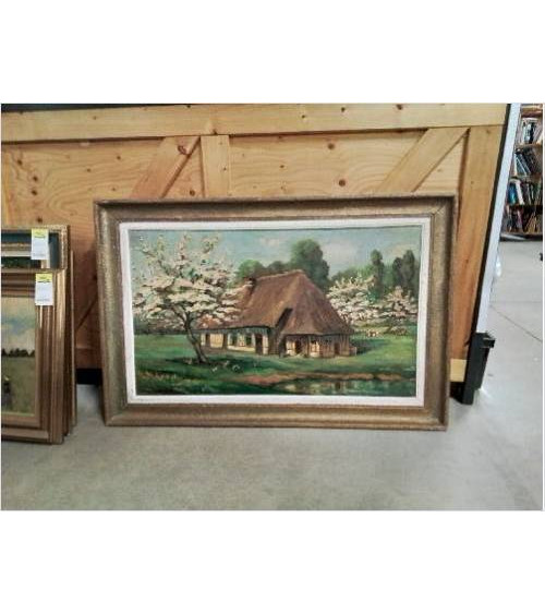 HUILE SUR TOILE CHAUMIÈRE...