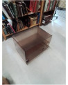 TABLE BASSE A ROULETTES PLEXIGLAS FUMÉ ANNÉES 80