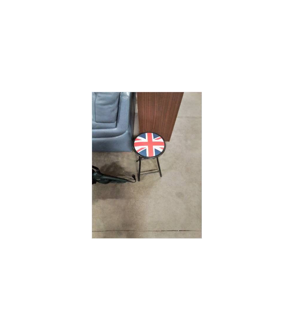 TABOURET MÉTAL ASSISE DRAPEAU BRITANNIQUE PU