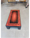 TABLE BASSE RECTANGULAIRE BOIS LAQUÉ ROUGE ET NOIR ANNEES 80