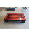 TABLE BASSE RECTANGULAIRE BOIS LAQUÉ ROUGE ET NOIR ANNEES 80