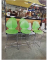 TABOURET DE BAR BASIL  CALLIGARIS ITALIE ASSISE ET DOSSIER RESINE VERT PIÈTEMENT ACIER INOX