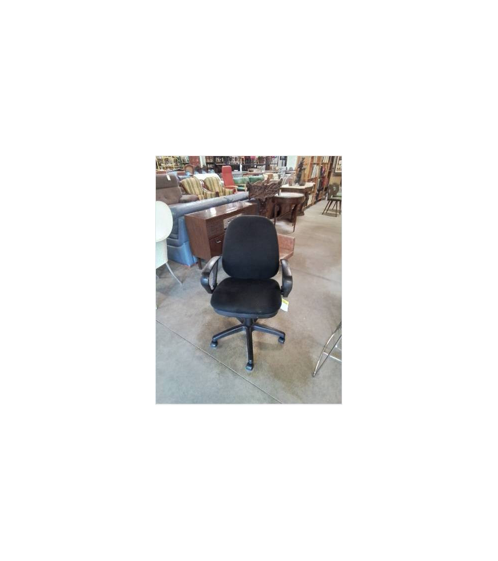 FAUTEUIL DE BUREAU A ROULETTES REGLABLE EN HAUTEUR ET PROFONDEUR  ASSISE ET DOSSIER TISSU NOIR
