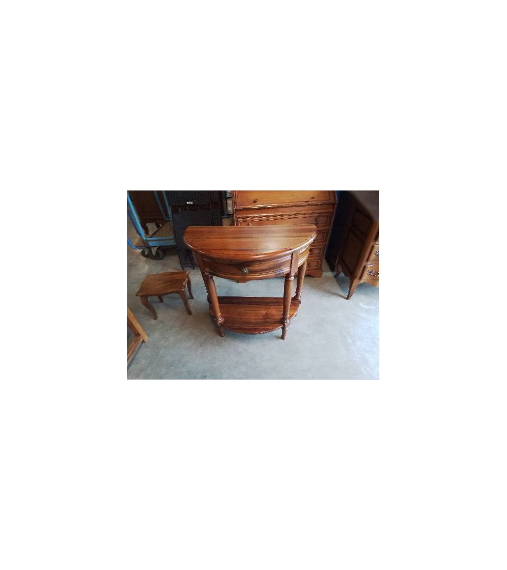 CONSOLE DEMI LUNE A COLONNES 1 TIROIR 