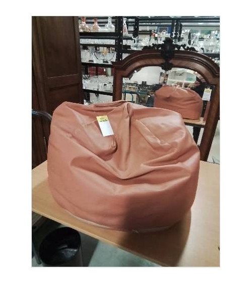 POUF POIRE CUIR ORANGÉ 