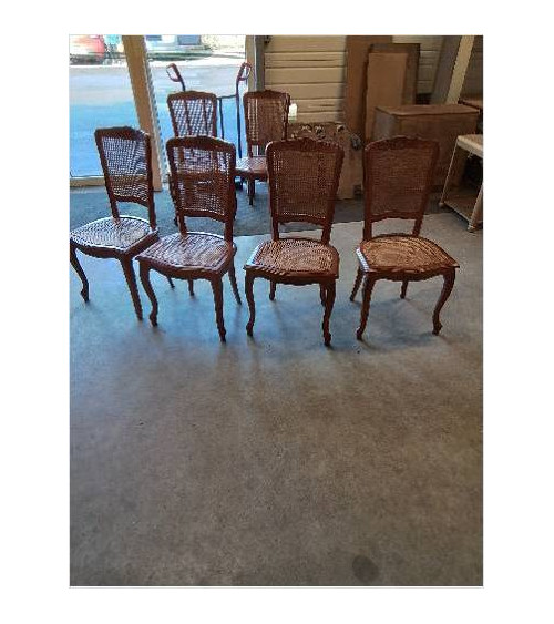 4 CHAISES BOIS CANNÉ STYLE...
