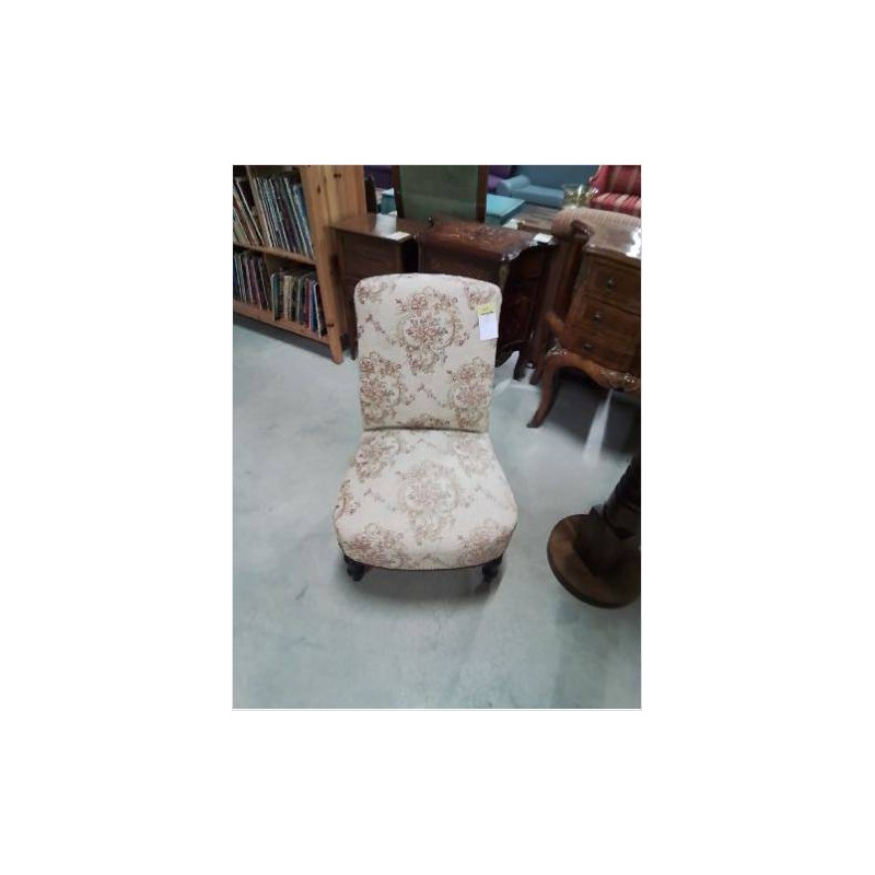 CHAUFFEUSE NAPOLÉON III TISSU BEIGE FLEURI
