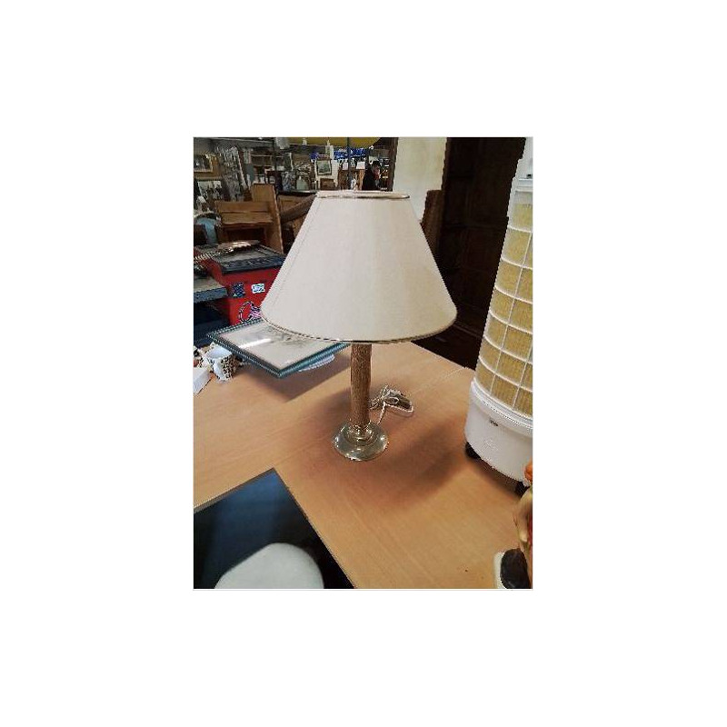 LAMPE COLONNE MÉTAL AJ ECRU LISERÉ MÉTAL DORÉ 