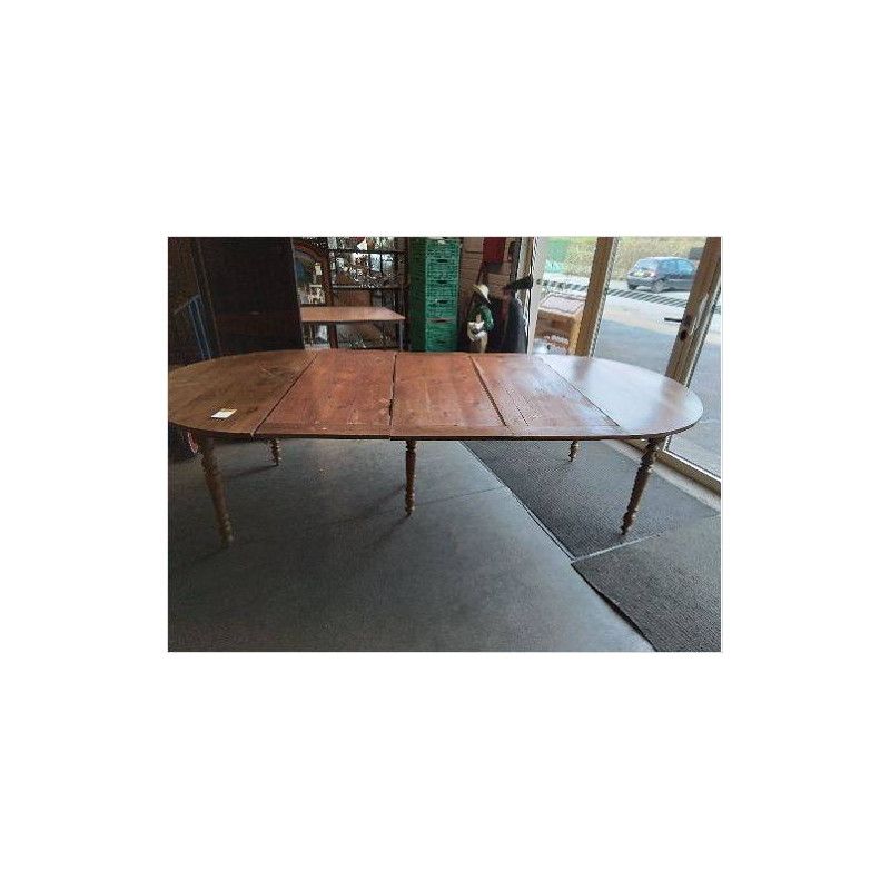 TABLE RONDE A ABATTANTS LOUIS PHILIPPE PIEDS JACOB 130 CM 3 RALLONGES DE 50 CM