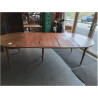 TABLE RONDE A ABATTANTS LOUIS PHILIPPE PIEDS JACOB 130 CM 3 RALLONGES DE 50 CM
