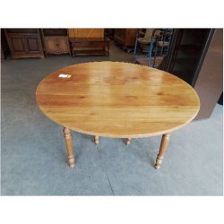 TABLE RONDE A ABATTANTS LOUIS PHILIPPE PIEDS JACOB 130 CM 3 RALLONGES DE 50 CM