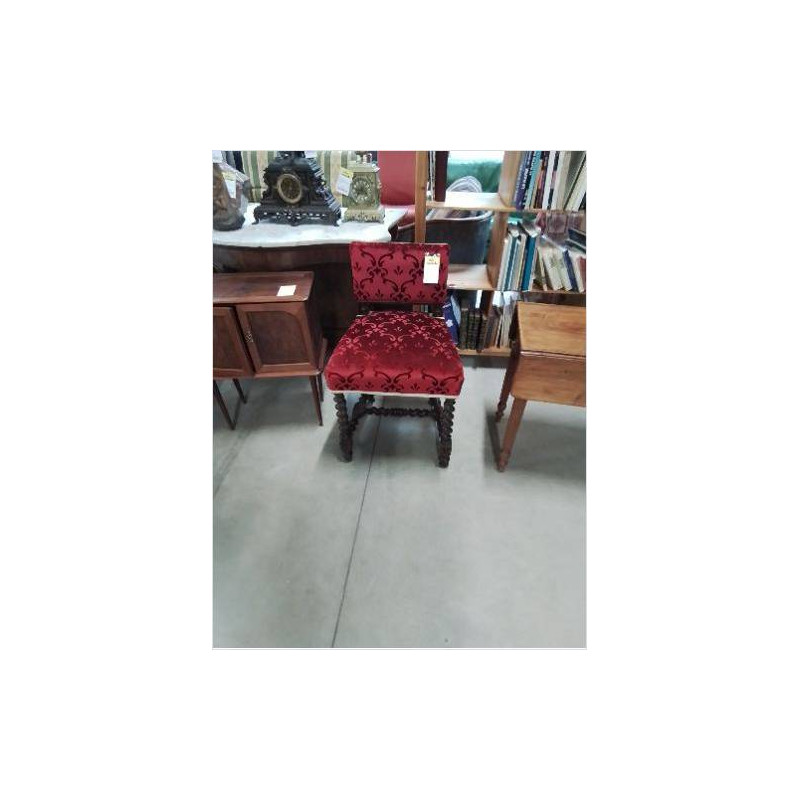 CHAISE HAUTE  TORSADEE TISSU ROUGE STYLE LOUIS XIII 