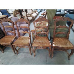 4 CHAISES BOIS CANNE A ENTRETOISE STYLE REGENCE COQUILLE 