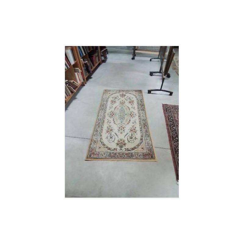 TAPIS BEIGE AUX FLEURS ROUGE 86X157