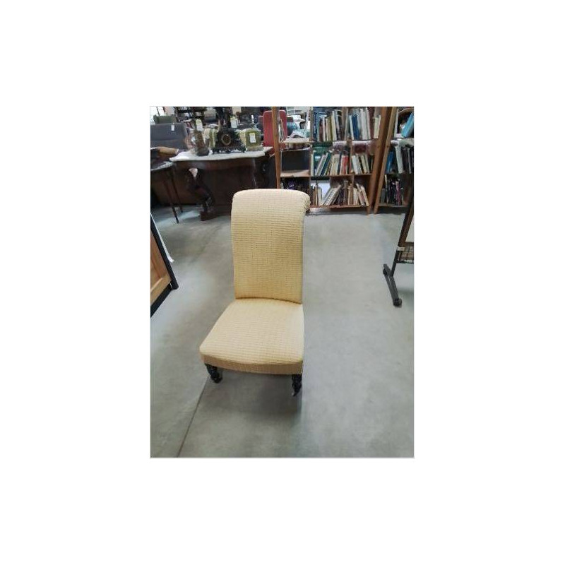 CHAUFFEUSE NAPOLÉON III TISSU JAUNE A POINTS ROUGE