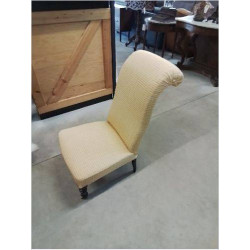CHAUFFEUSE NAPOLÉON III TISSU JAUNE A POINTS ROUGE