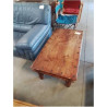 TABLE BASSE RECTANGULAIRE BOIS ET MÉTAL PIEDS ROND