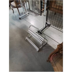 DOSSIER DE PLAGE PLIANT METAL CHROMÉ ET TISSU BLANC