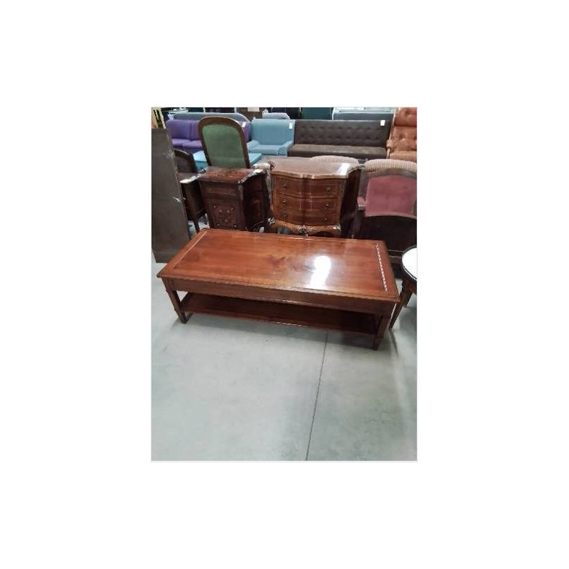 TABLE BASSE RECTANGULAIRE BOIS 2 NIVEAUX 2 TIROIRS STYLE DIRECTOIRE 