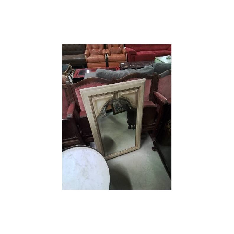 MIROIR RECTANGULAIRE CINTRÉ BOIS ECRU MOULURÉ 