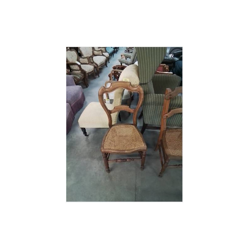 CHAISE BOIS CANNÉ NAPOLÉON III DOSSIER ÉCHANCRÉ 