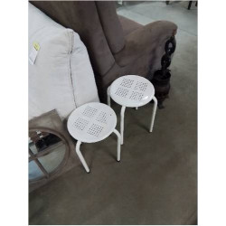 TABOURET ROND MÉTAL BLANC...