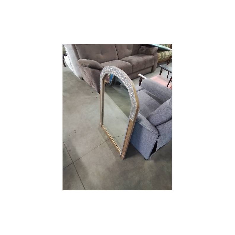 MIROIR CINTRÉ ART BOIS ET STUC DORÉ ET ARGENTÉ DÉCO 90X64