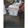 BUFFET DE CUISINE 3 TIROIRS 2 PORTES BOIS BLANC LISERÉ DORÉ 