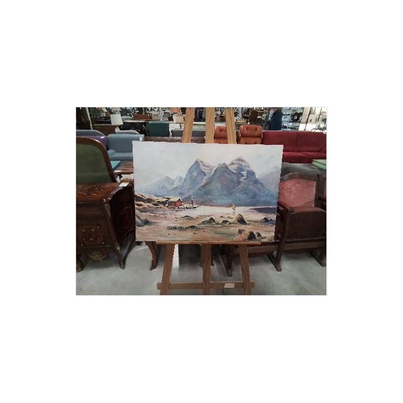 HUILE SUR TOILE RAFT SUND NORVEGE JACQUES GRANDSERRE