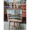 HUILE SUR TOILE PAYSAGE AUX PEUPLIERS R PACEL