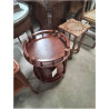 CONSOLE BOIS RONDE A ROULETTES ET GALERIE 