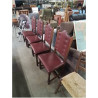 4 CHAISES A ENTRETOISE BOIS ASSISE ET DOSSIER CINTRÉ CAPITONNÉ SKAÏ GRENAT STYLE REGENCE 