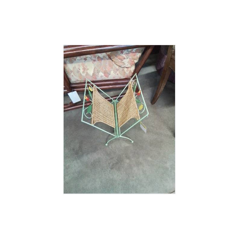 PORTE REVUES PLIANT METAL VERT ET OSIER