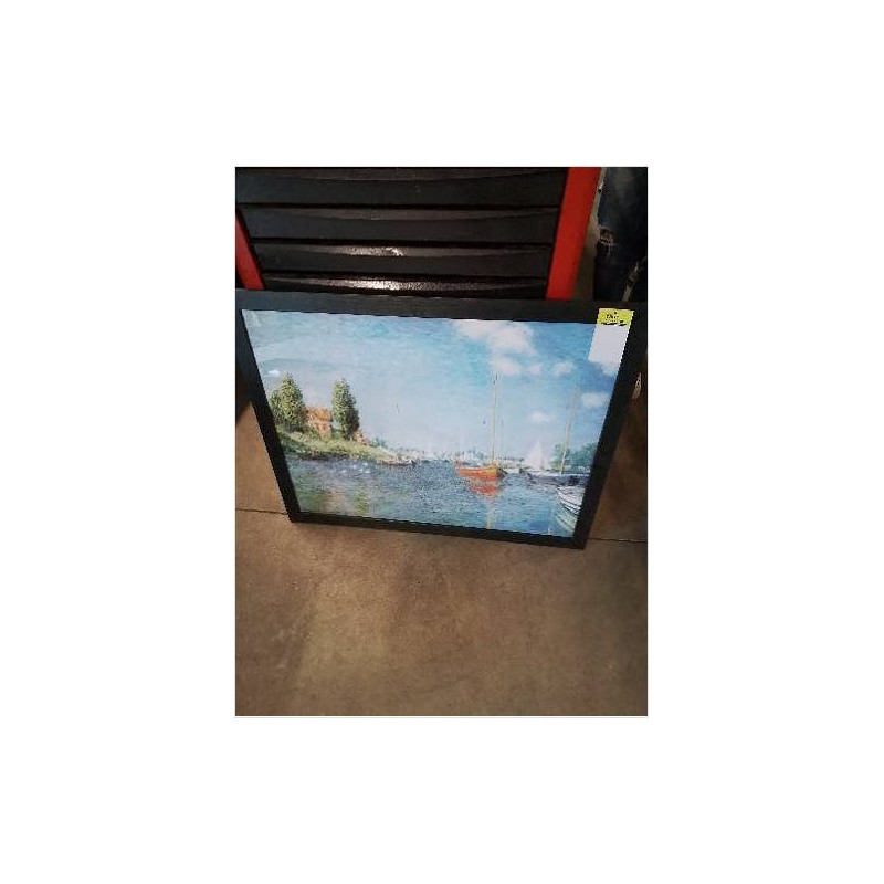 GRAVURE VOILIERS EN BORD DE LAC REPRO MONET