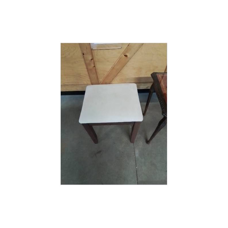 TABOURET BOIS ASSISE  TISSU ECRU