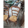 8 CHAISES BOIS PAILLE A ENTRETOISE DOSSIER CHANTOURNÉ STYLE RÉGENCE COQUILLE
