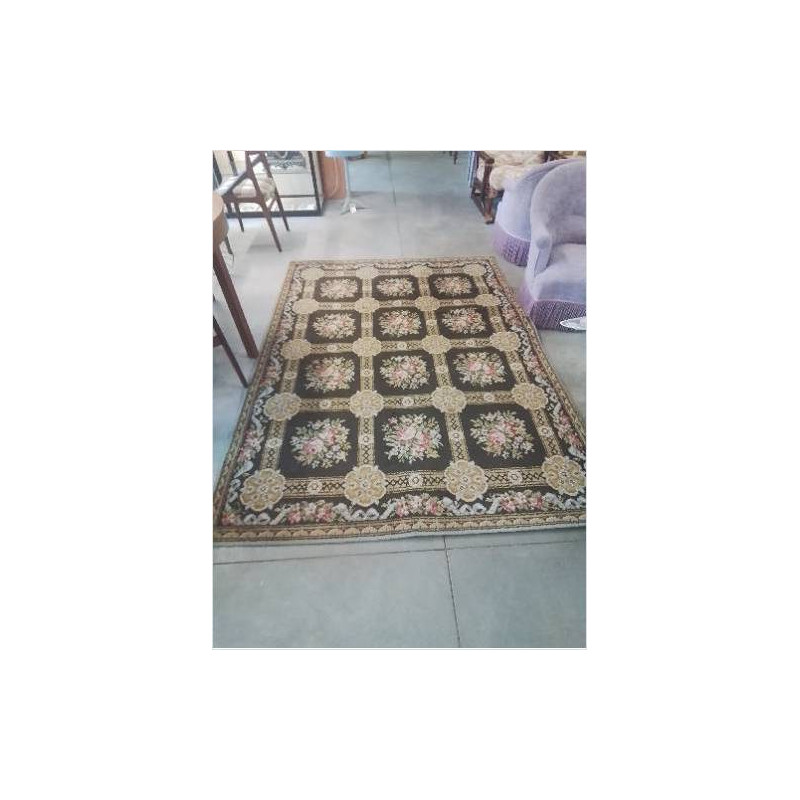 TAPIS LAINE OCRE MARRON A FLEURS 230X170